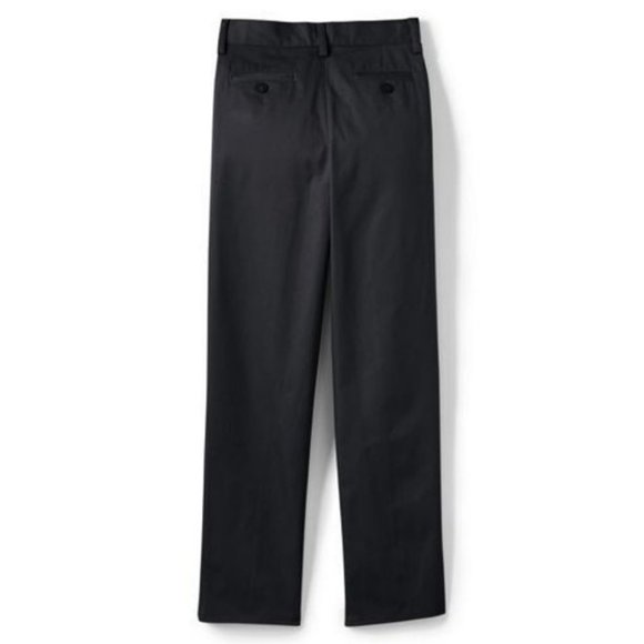 NWT LANDS' END BOYS IRON KNEE BLEND PLAIN FRONT CHINO PANTS BLACK - Picture 2 of 16
